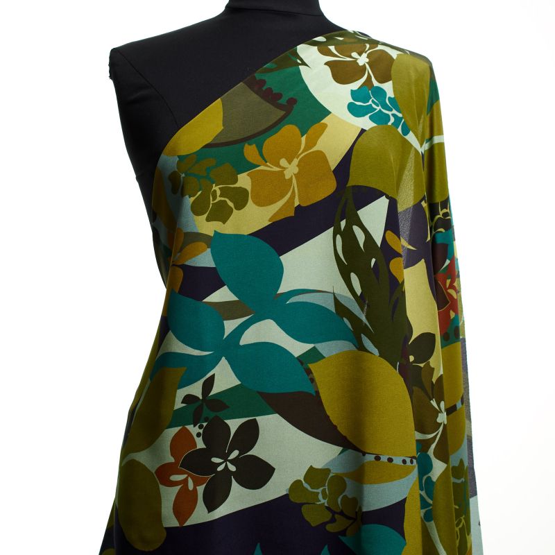 silk crepe, printed blouseweight 'golden cypress'
