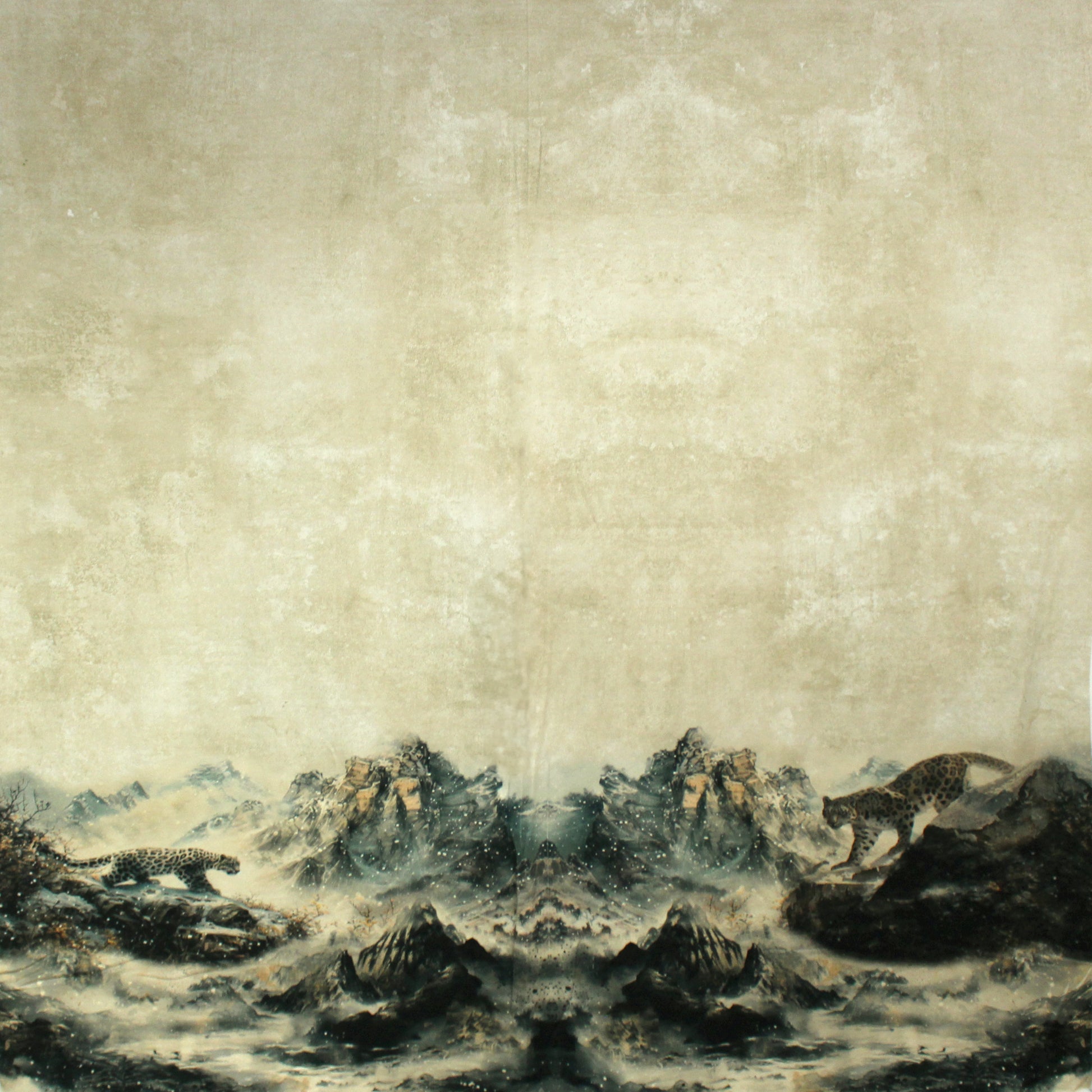 'big cat summit' Dutch digital cotton brushed French terry panel, Oeko-Tex cert.