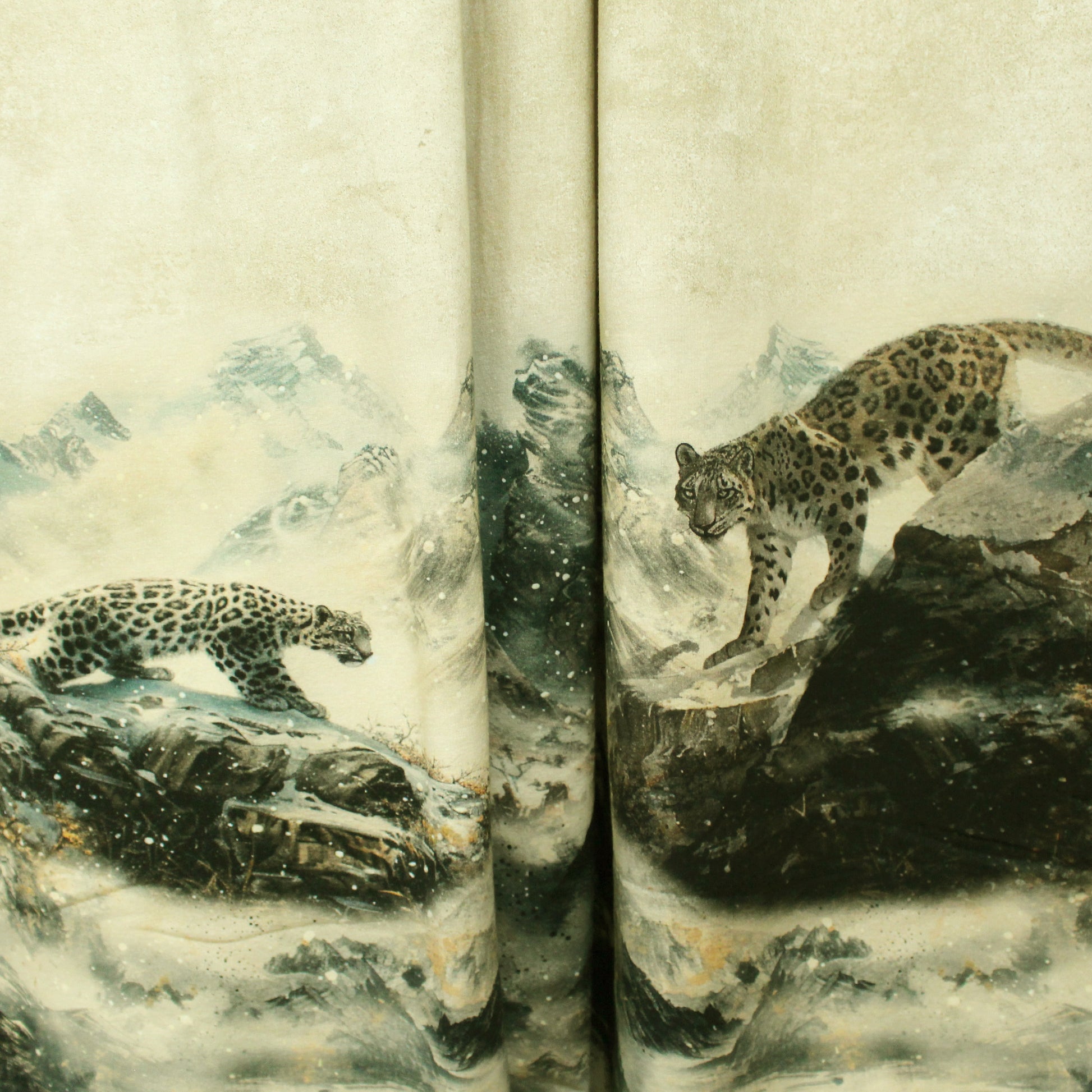 'big cat summit' Dutch digital cotton brushed French terry panel, Oeko-Tex cert.