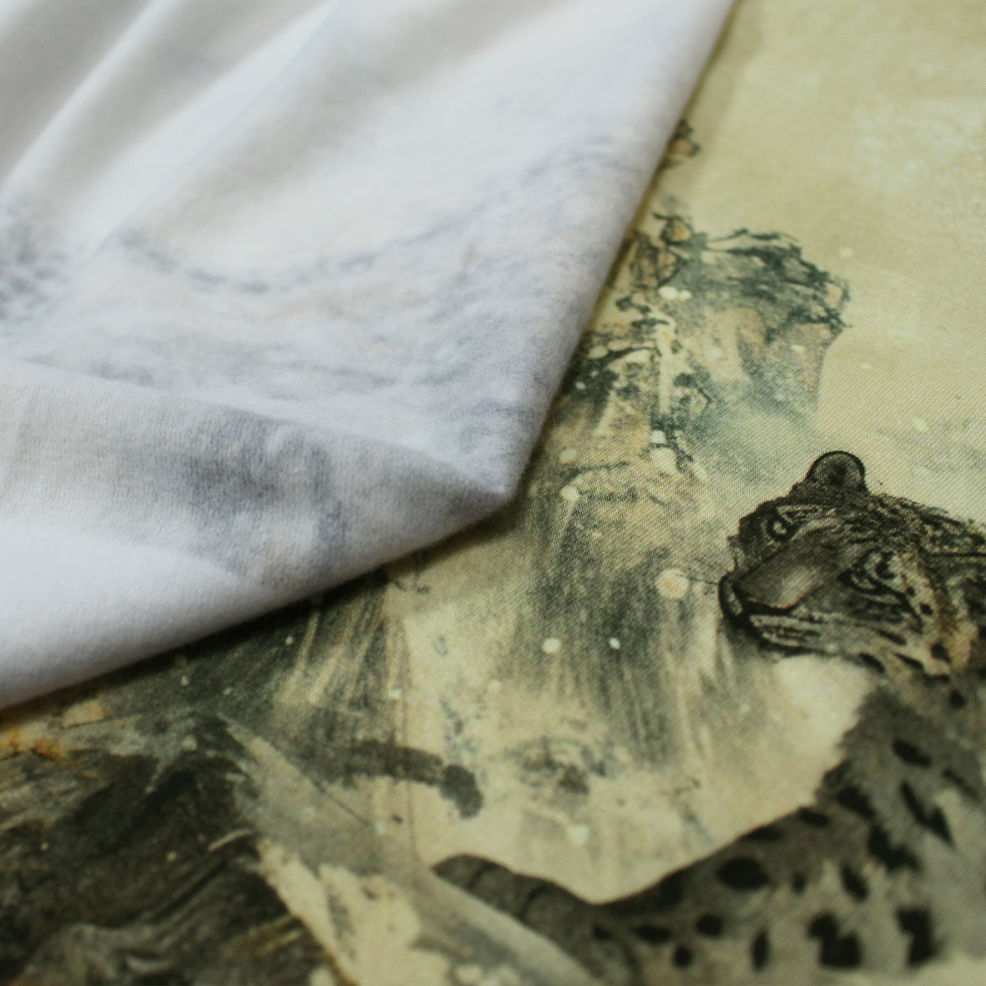 'big cat summit' Dutch digital cotton brushed French terry panel, Oeko-Tex cert.