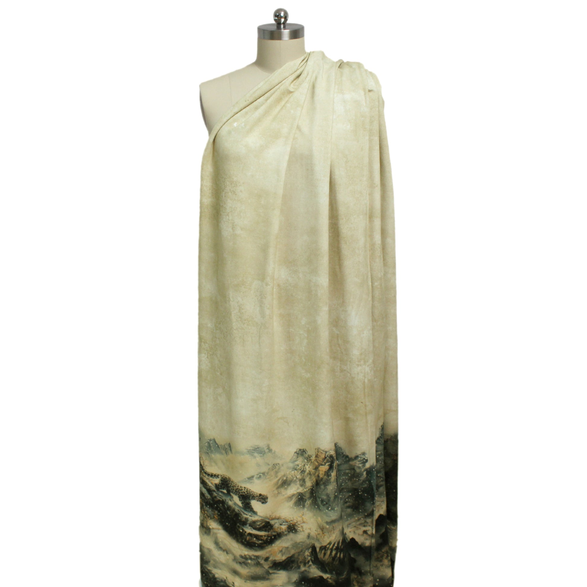 'big cat summit' Dutch digital cotton brushed French terry panel, Oeko-Tex cert.