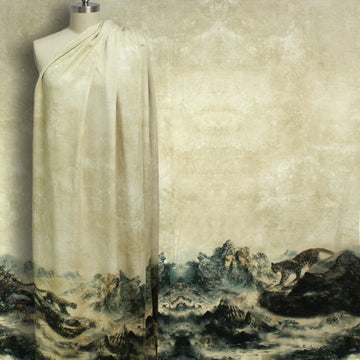 'big cat summit' Dutch digital cotton brushed French terry panel, Oeko-Tex cert.