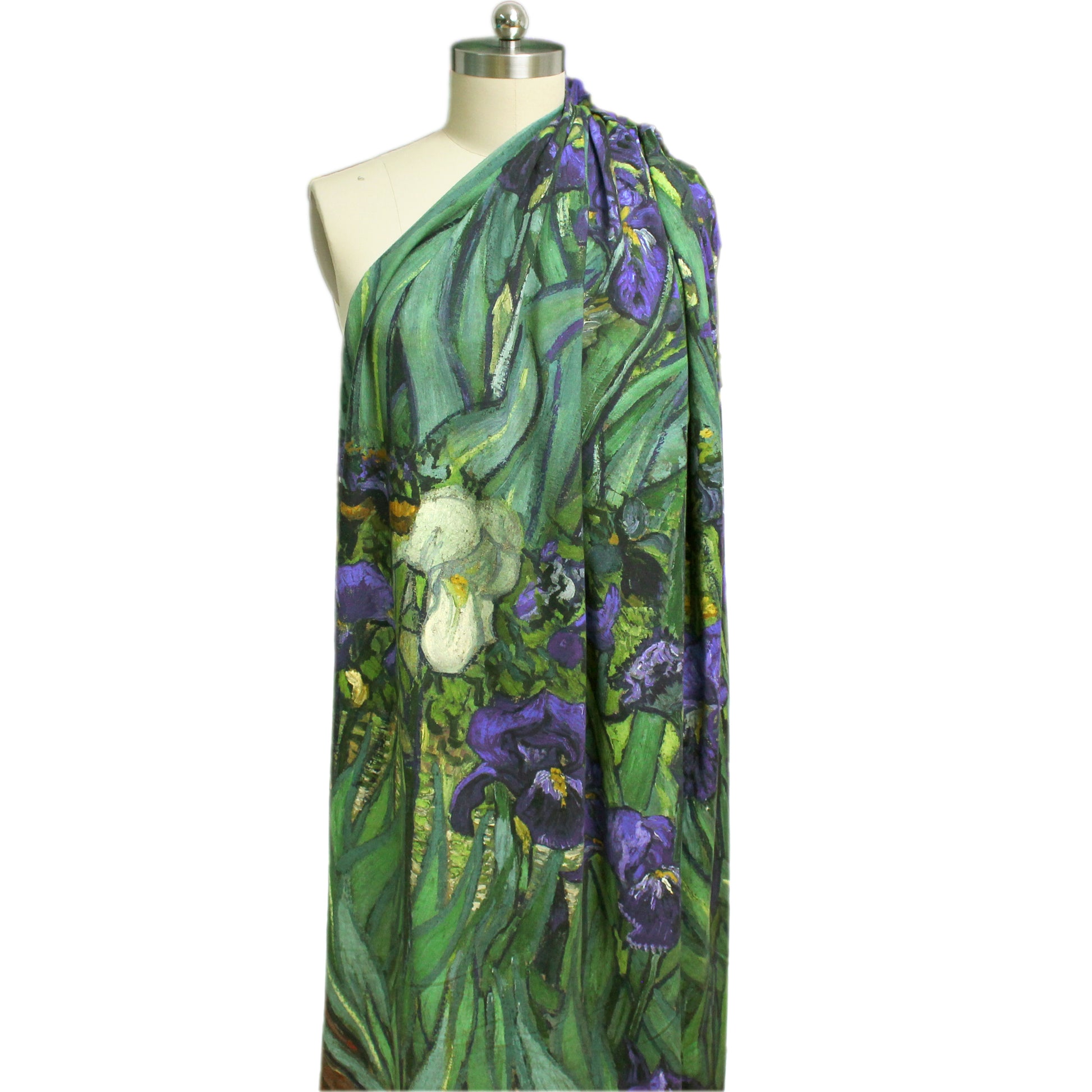 'Vincent's Irises' Dutch digital cotton brushed French terry panel, Oeko-Tex cert.