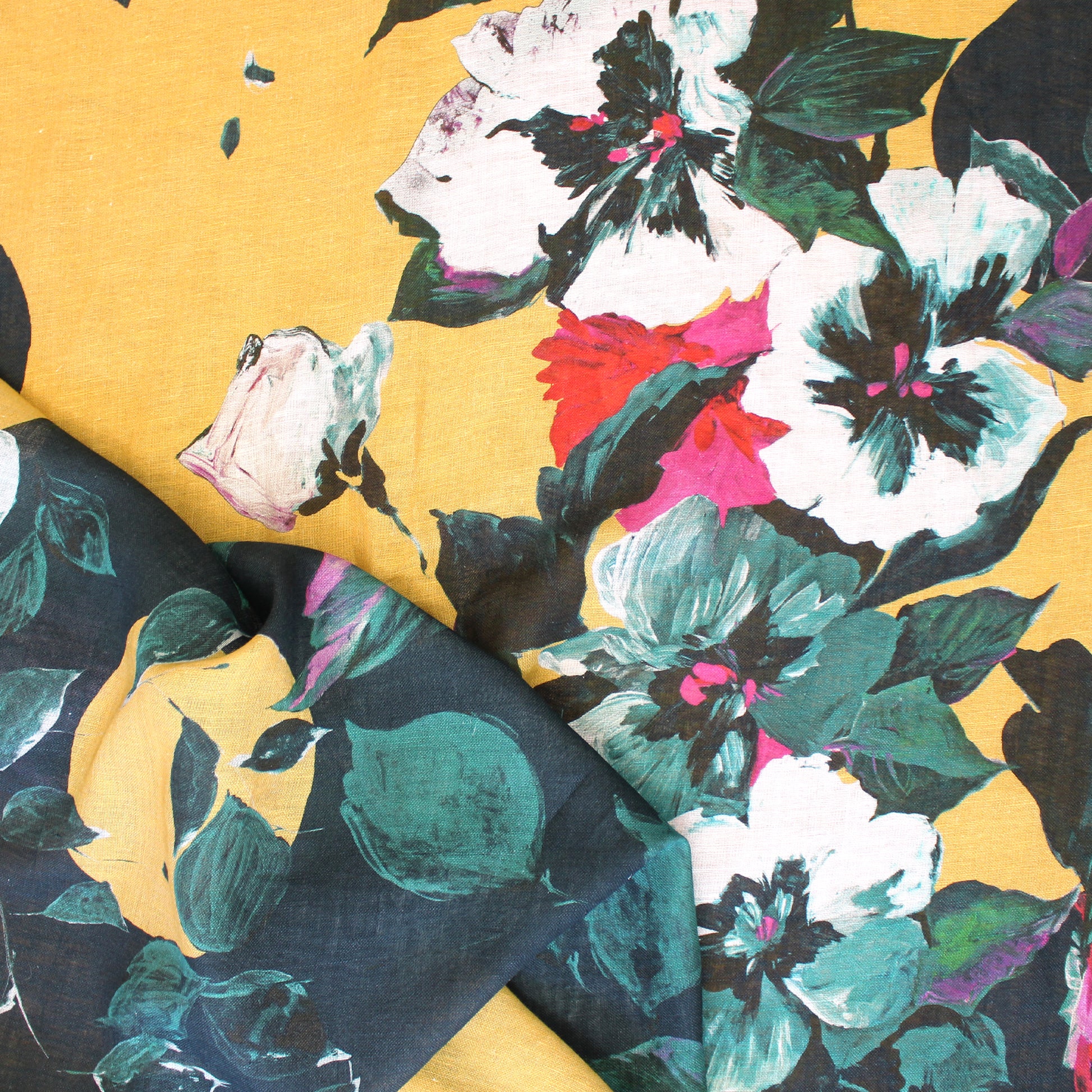 Italian 'garden sun' 100% linen panel