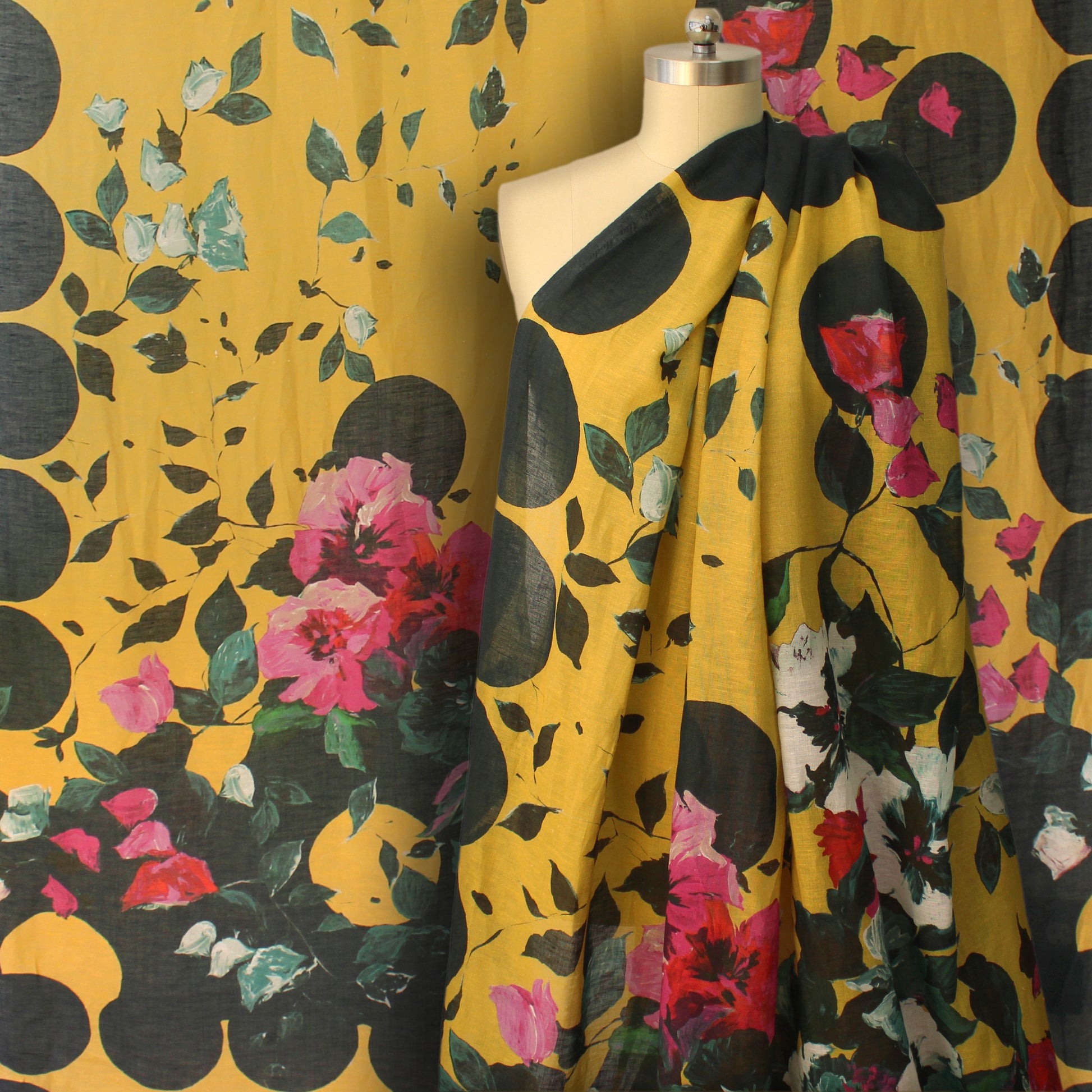 Italian 'garden sun' 100% linen panel