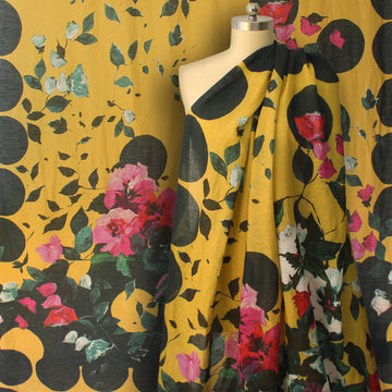 Italian 'garden sun' 100% linen panel