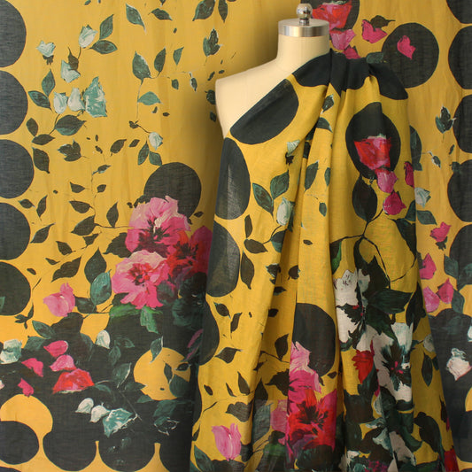 Italian 'garden sun' 100% linen panel