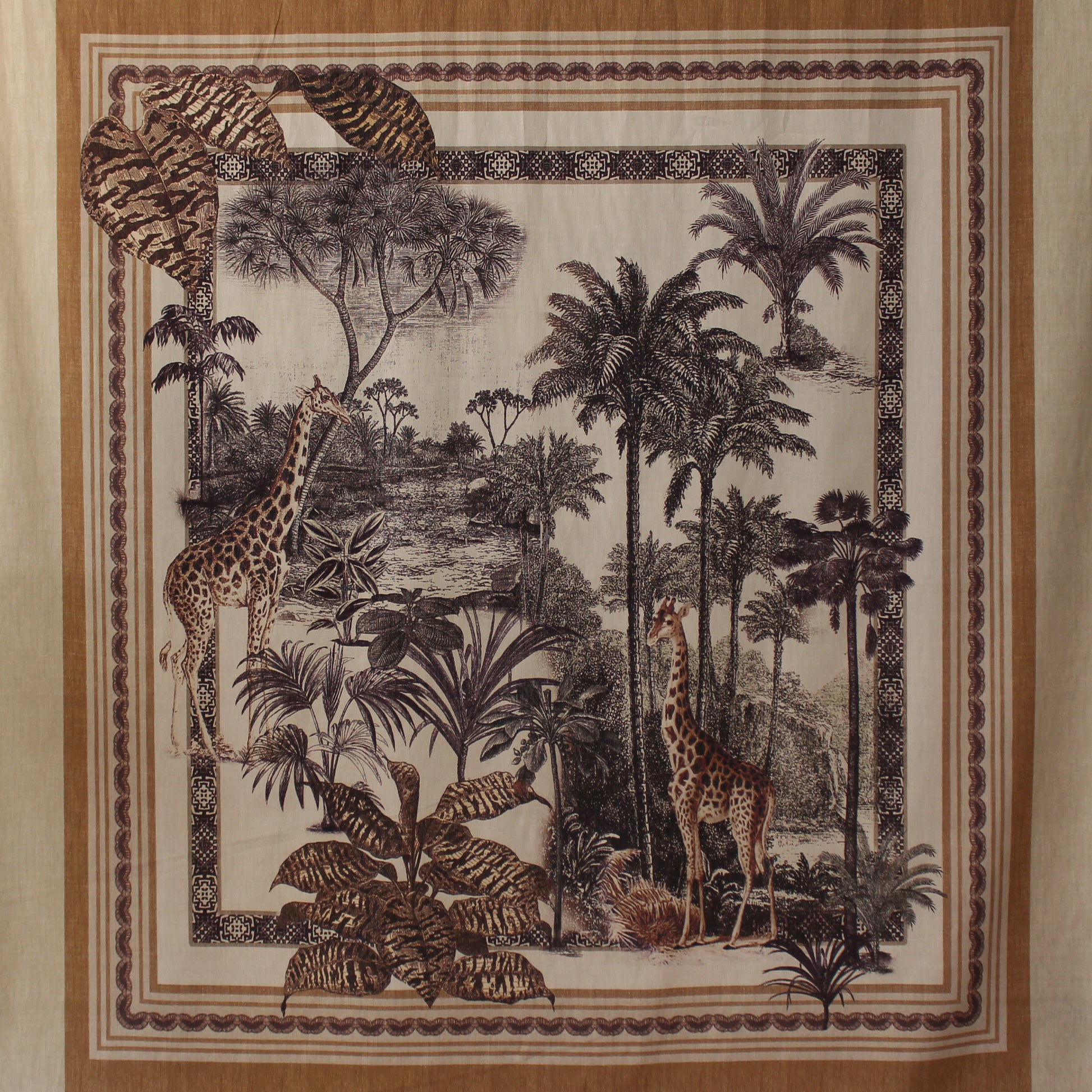 Italian 'jungle scene' blouseweight cotton sateen panel