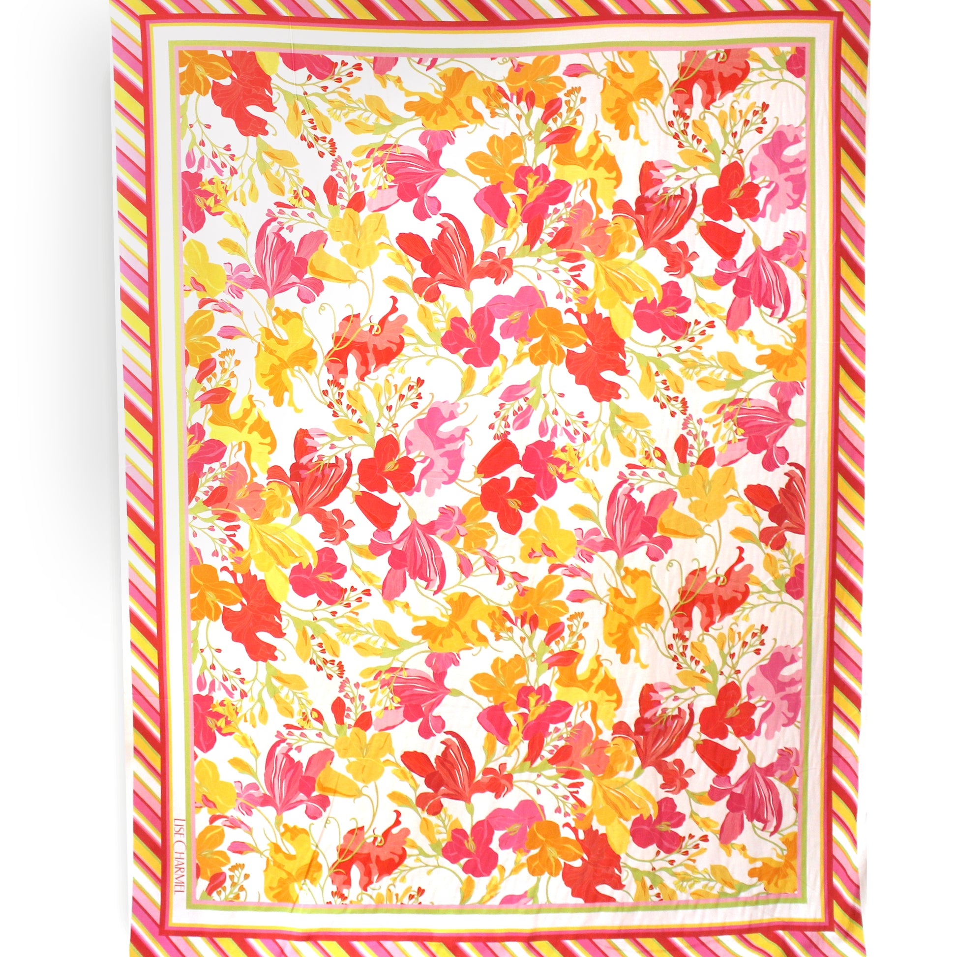 L. Charmel 'candystripe floral' viscose voile panel