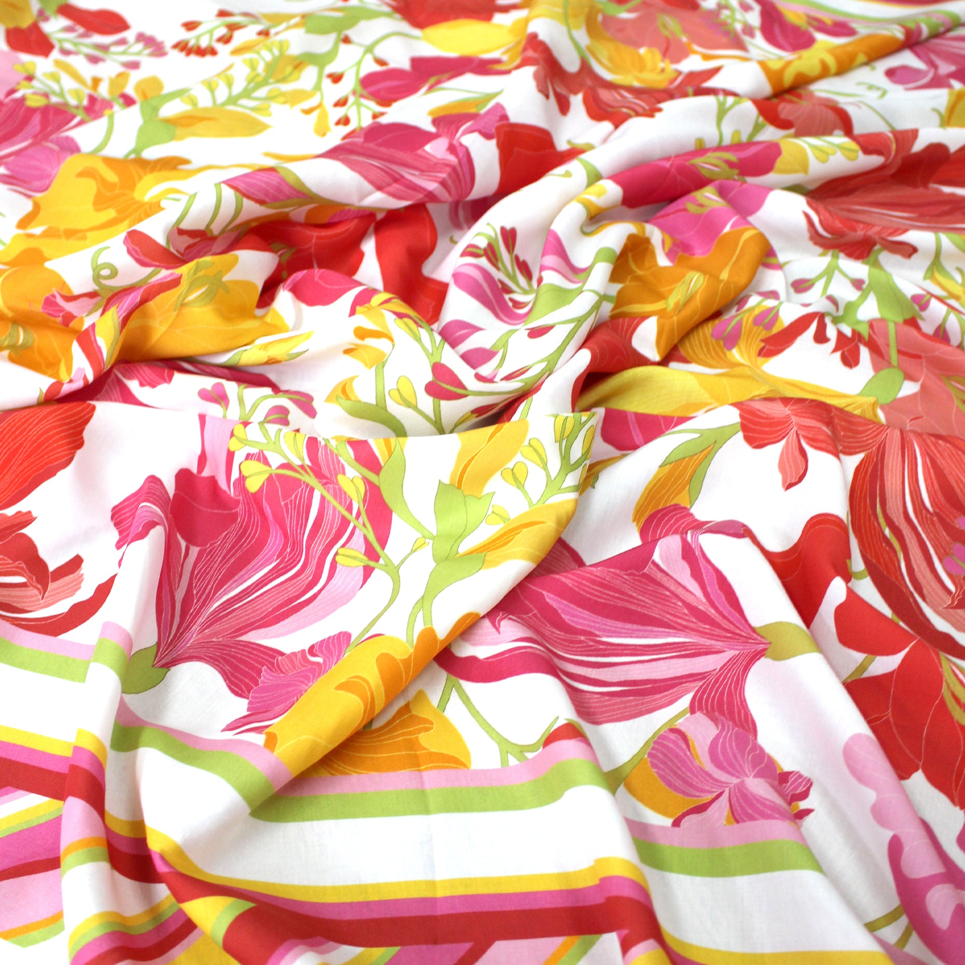 L. Charmel 'candystripe floral' viscose voile panel