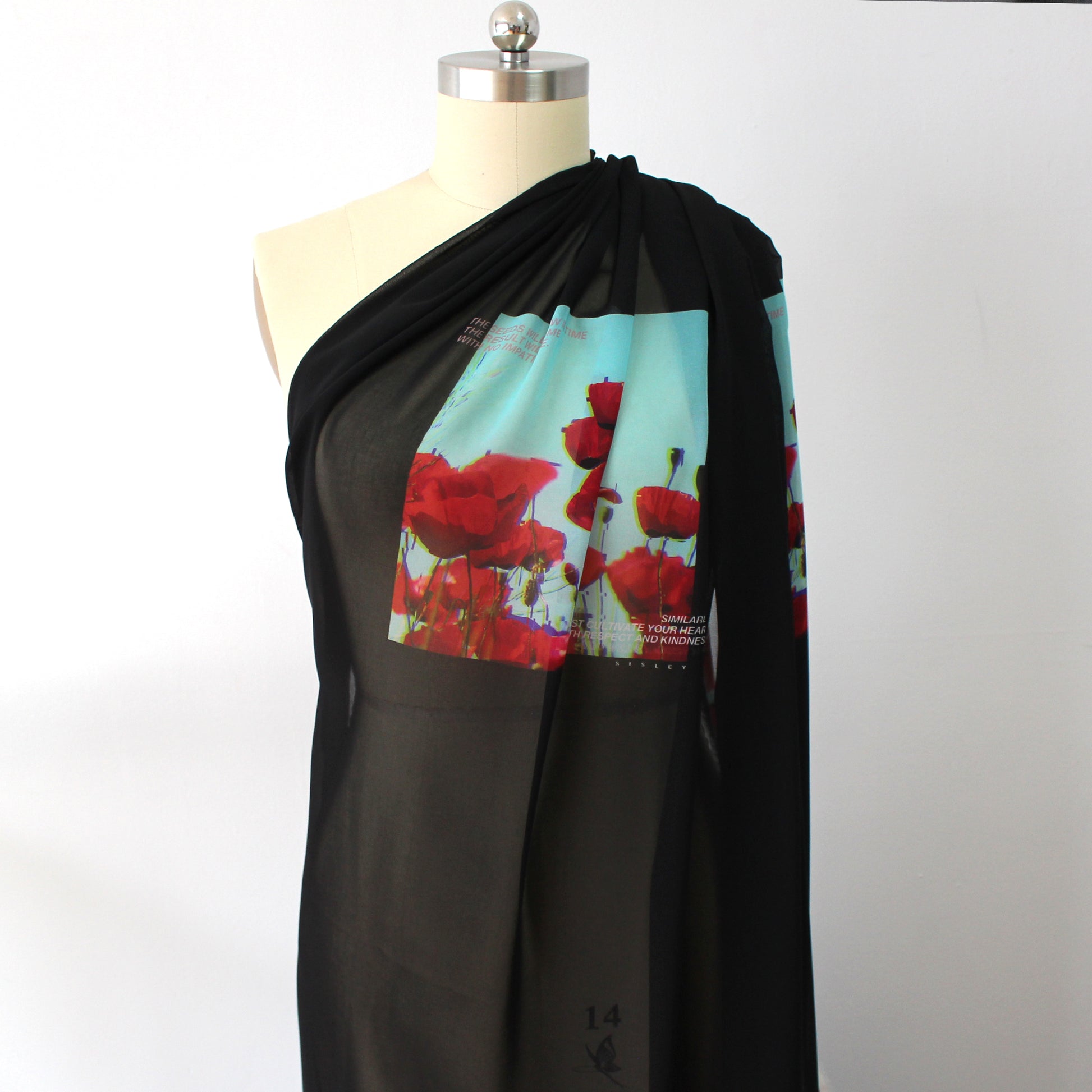 Si5ley 'papaveri' poly chiffon panel