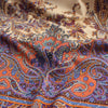 jersey, cotton knit bordered panel print 'paisley scroll' - purple/peach