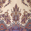 jersey, cotton knit bordered panel print 'paisley scroll' - purple/peach