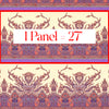 jersey, cotton knit bordered panel print 'paisley scroll' - purple/peach