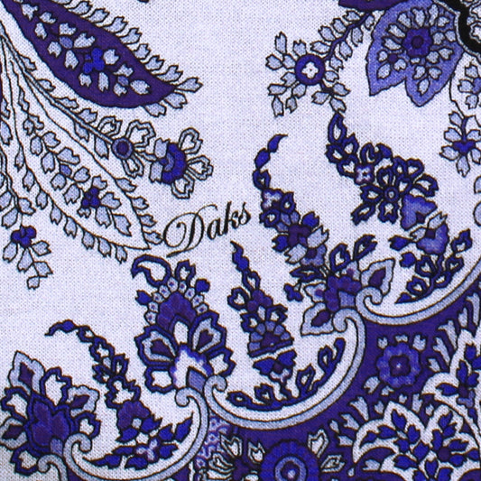 jersey, cotton knit bordered panel print 'paisley scroll' - wedgwood