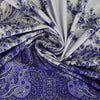 jersey, cotton knit bordered panel print 'paisley scroll' - wedgwood