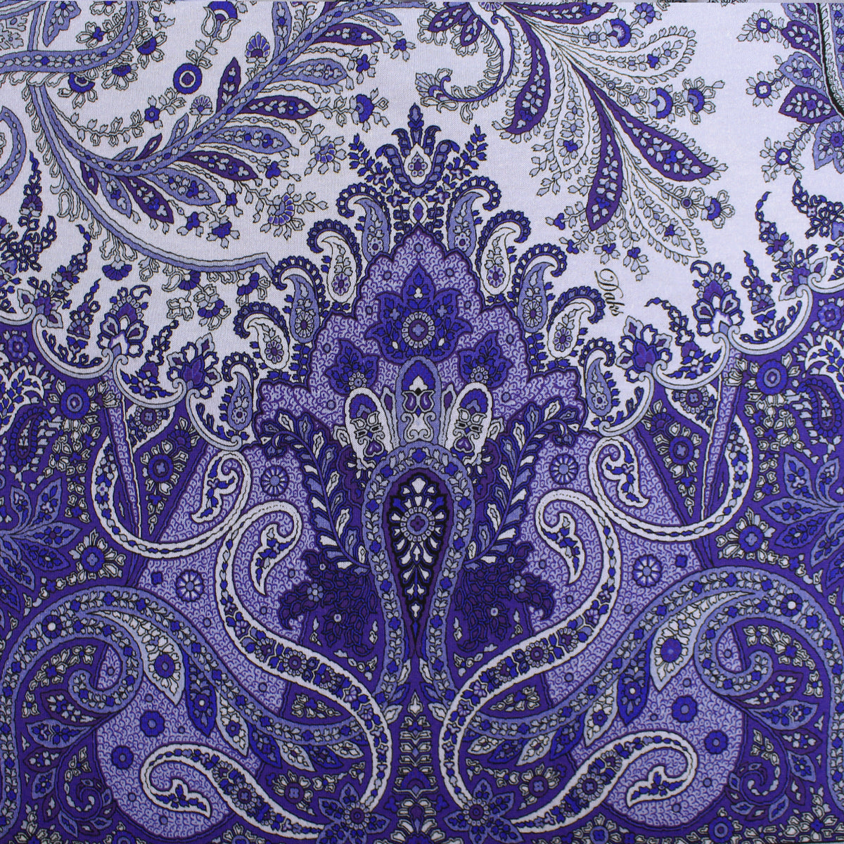 jersey, cotton knit bordered panel print 'paisley scroll' - wedgwood