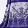 jersey, cotton knit bordered panel print 'paisley scroll' - wedgwood