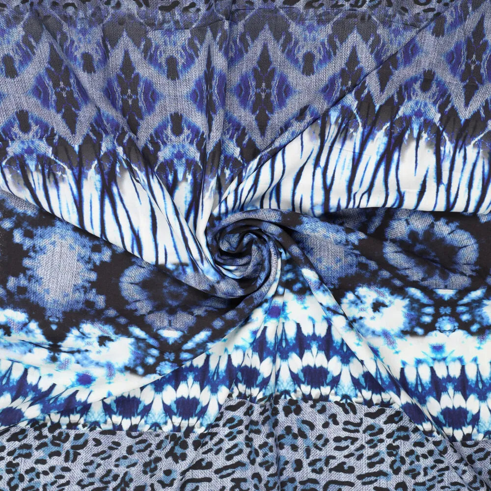 'play on stripes' printed viscose poplin - blue