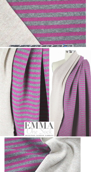 Italian 2-ply wool blend sweater knit- magenta/gray