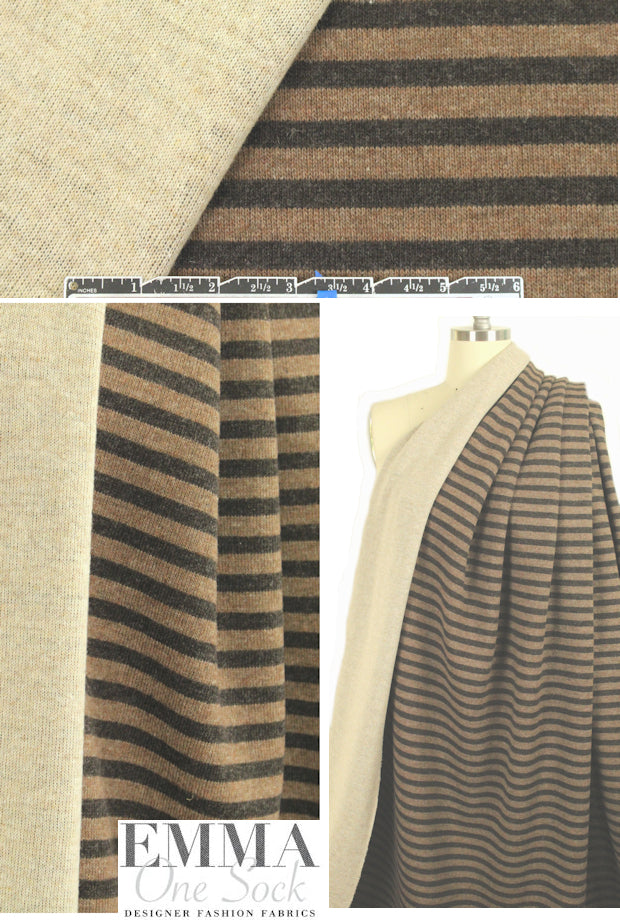 Italian 2-ply wool blend sweater knit- browns/oatmeal 1.25 yds