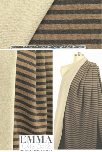 Italian 2-ply wool blend sweater knit- browns/oatmeal 1.25 yds