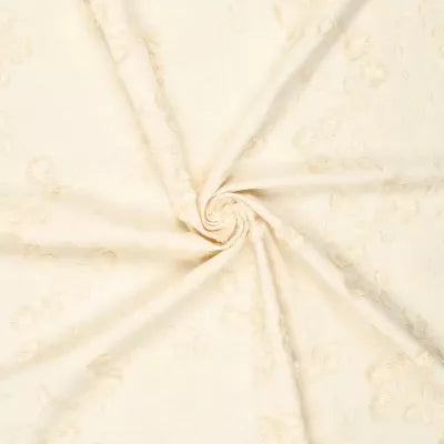 'zinnias' embroidered cotton voile - cream