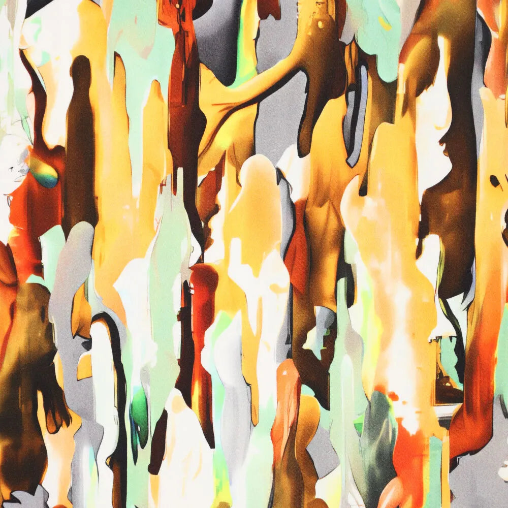 'artist's camo' printed stretch cotton woven, Oeko-Tex cert.