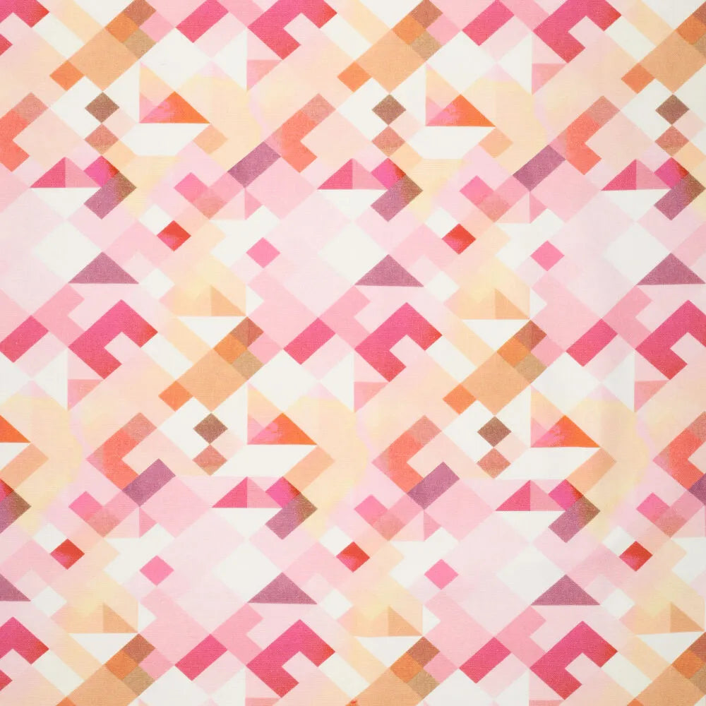 digital 'geo shortcake' cotton canvas, Oeko-Tex cert.