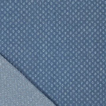 "punched" eyelet lightweight denim, Oeko-Tex certified - riviera blue