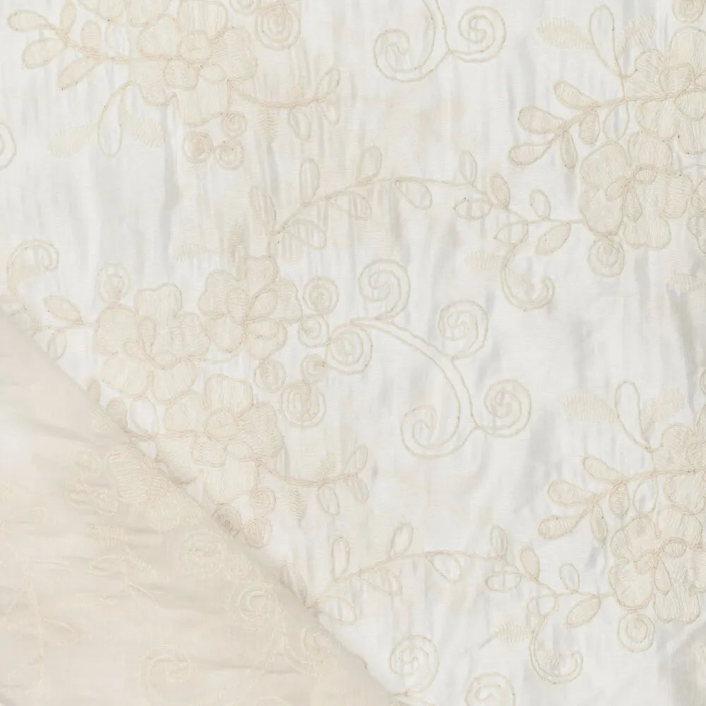 'Avalon' exquisite embroidered Tencel - antique white