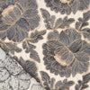 'cabbage rose' embroidered dressweight canvas - soft black on natural