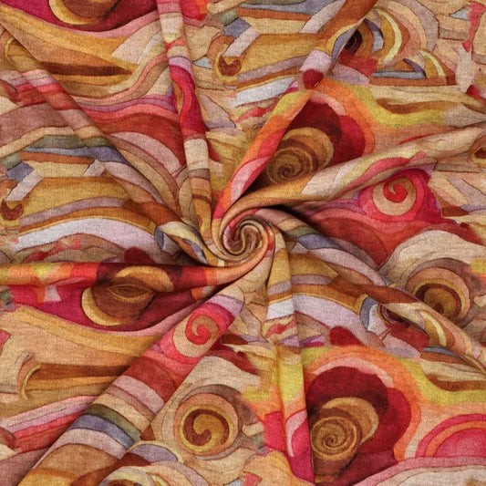 'starry night' drapey viscose blend doubleknit, Oeko-Tex cert. - coral