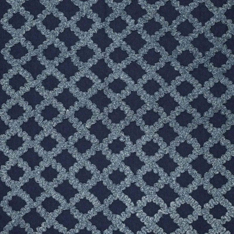 'ruffled lattice' all-cotton dimensional novelty denim, Oeko-Tex cert.