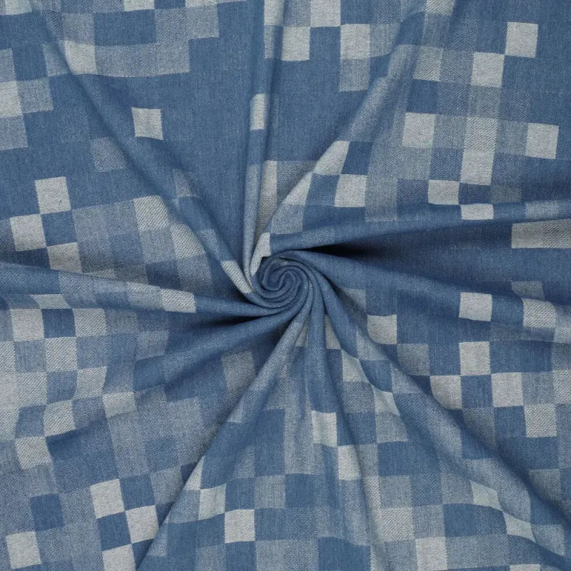 denim, yarn-dyed novelty 'cubist cotton' - blue