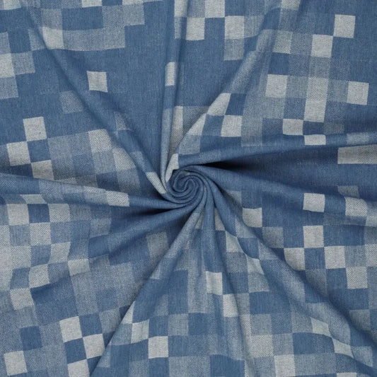 denim, yarn-dyed novelty 'cubist cotton' - blue