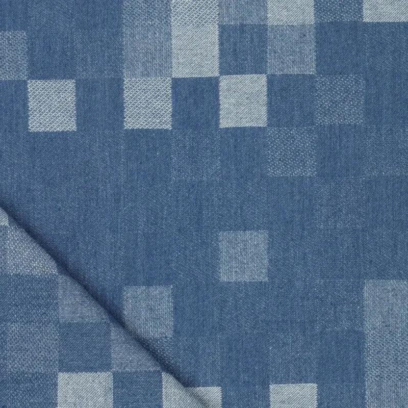 denim, yarn-dyed novelty 'cubist cotton' - blue