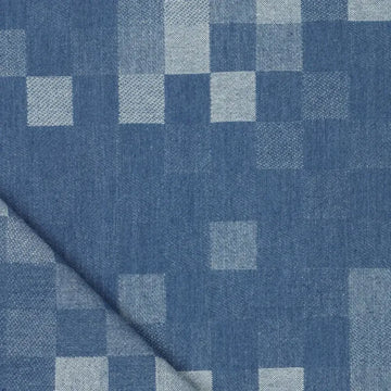 denim, yarn-dyed novelty 'cubist cotton' - blue
