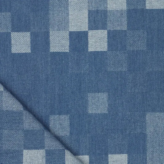 denim, yarn-dyed novelty 'cubist cotton' - blue