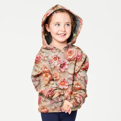 'knit bouquet' fleece backed printed jogger - blush