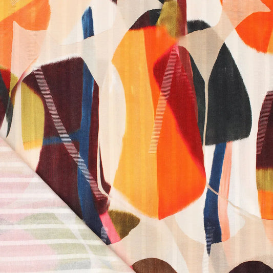 'stipa zela' overprinted jacquard viscose woven