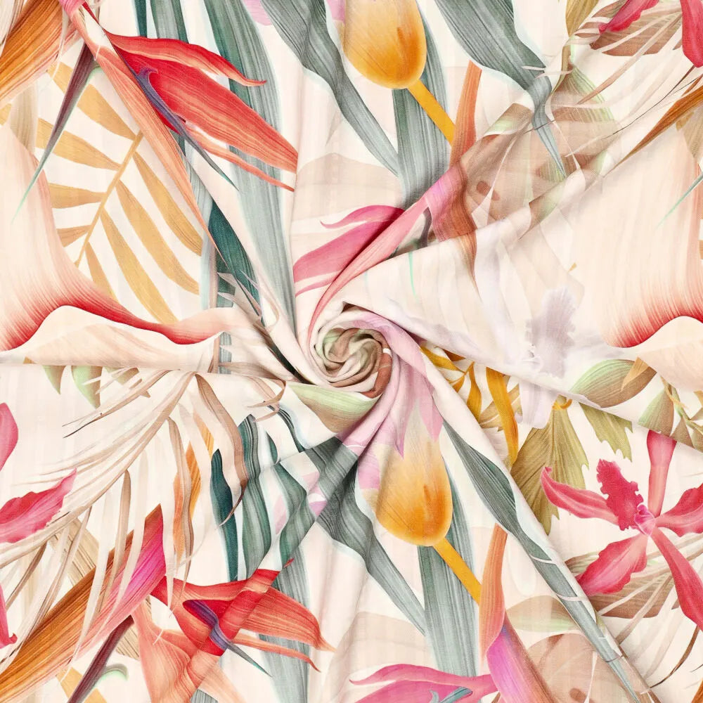 'aura' overprinted jacquard viscose woven - pink