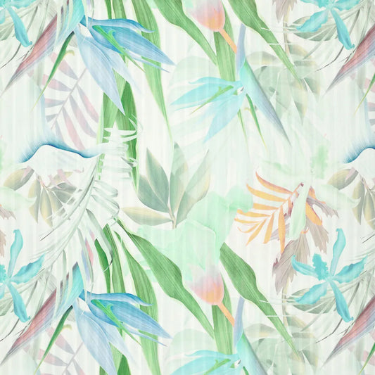 'aura' overprinted jacquard viscose woven - green