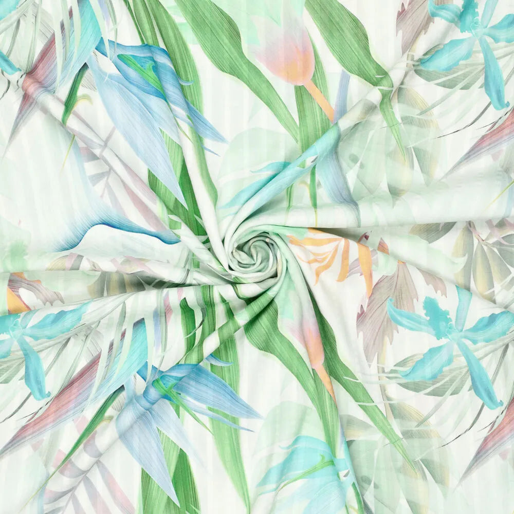 'aura' overprinted jacquard viscose woven - green