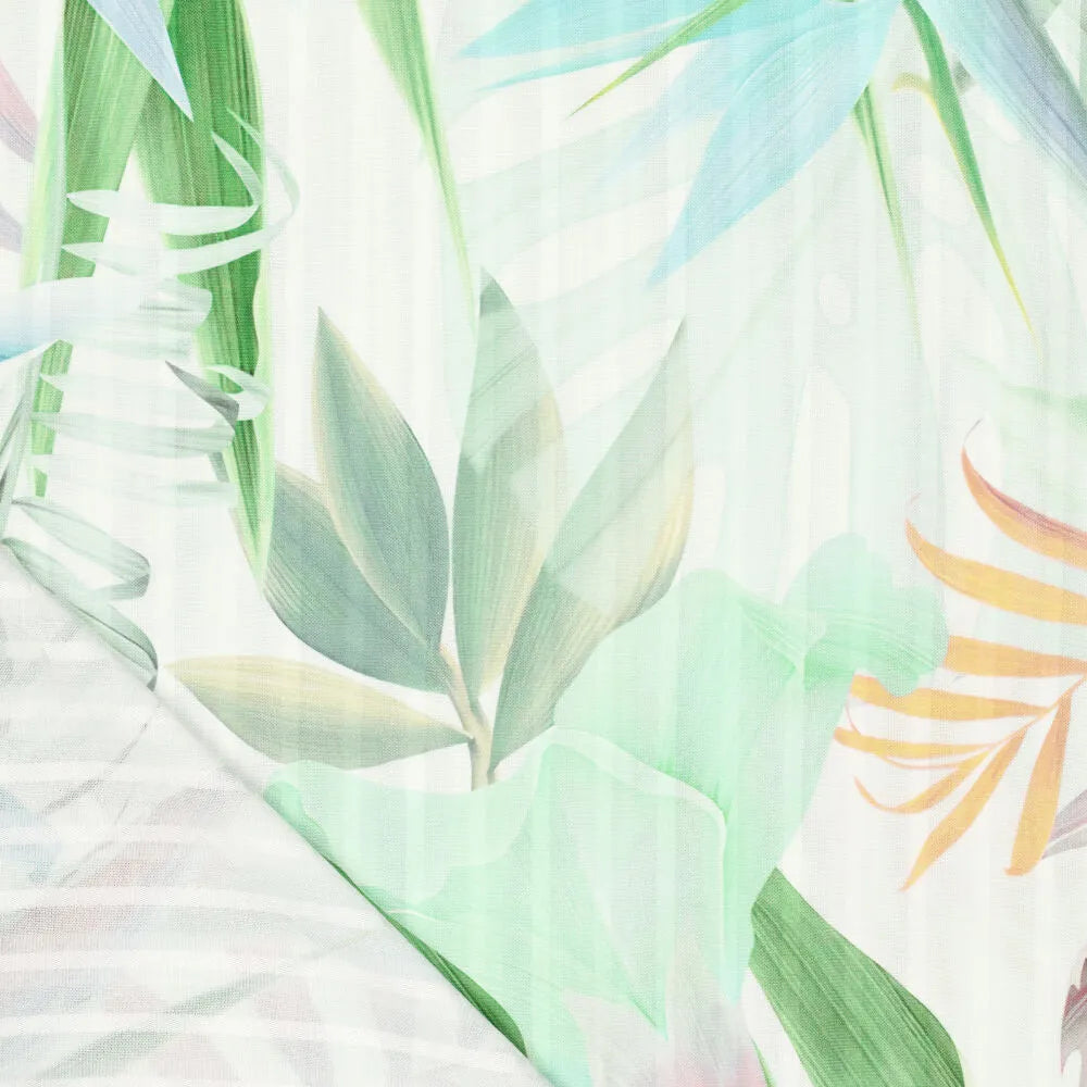 'aura' overprinted jacquard viscose woven - green