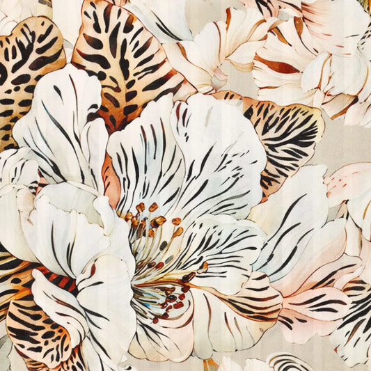 'tiger lily' overprinted jacquard viscose woven