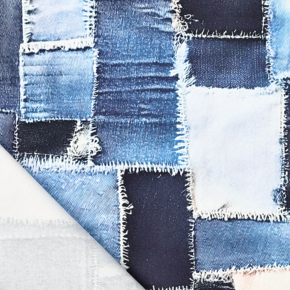'denim fusion ' printed stretch cotton denim, Oeko-Tex cert.