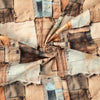 'tea washed patchwork' printed stretch cotton denim, Oeko-Tex cert