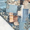 'denim patchwork' printed stretch cotton denim, Oeko-Tex cert