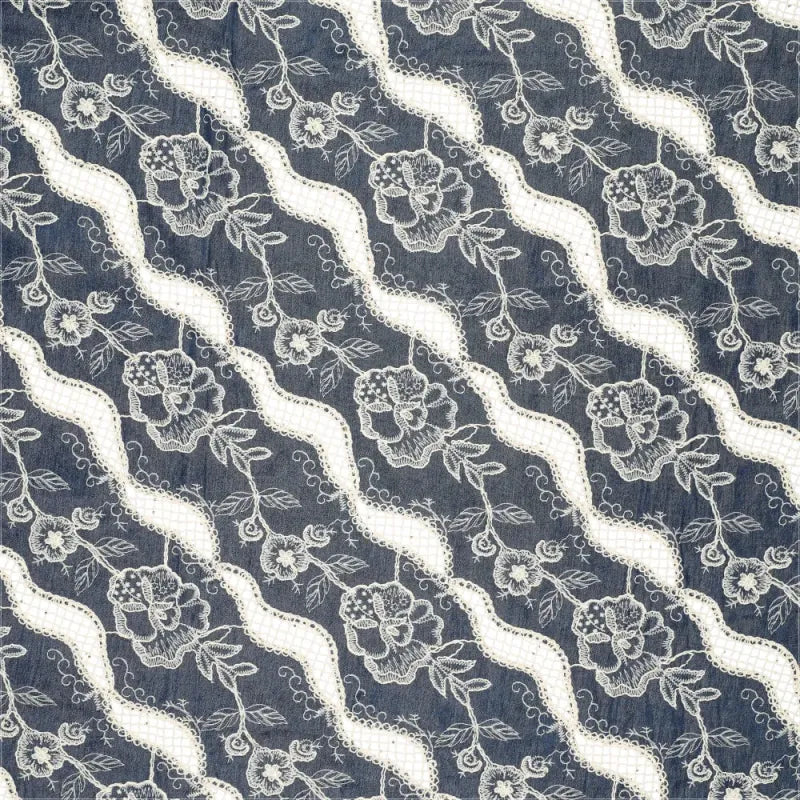 'milky way' embroidered, sequined denim - indigo